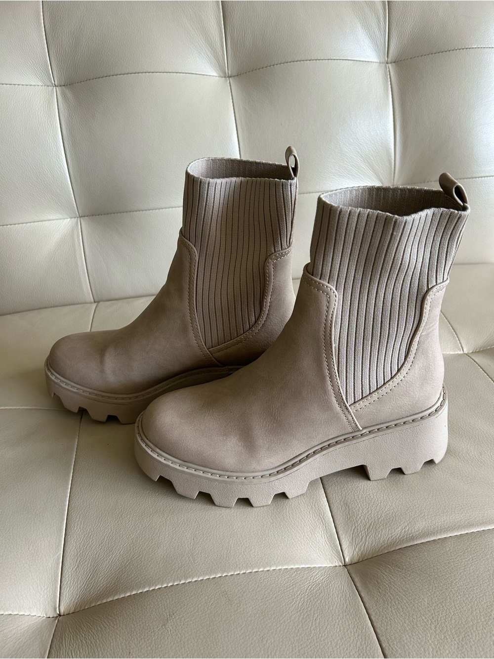 Dolce Vita Women’s Chunky Willa Boot in Stone (Beige)